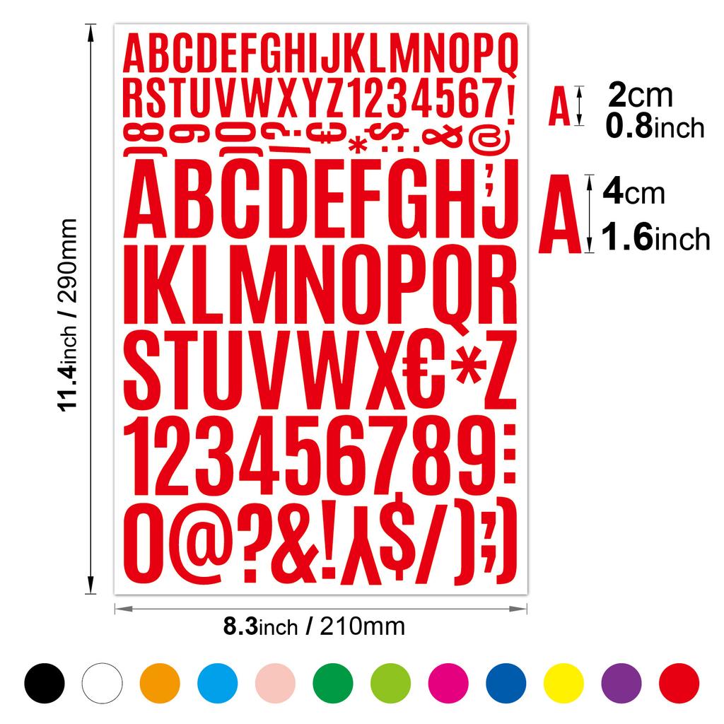 Letter Sticker 2+4cm Vinyl PVC Waterproof Self-adhesive Mailbox Car Size Alphanumeric Sticker