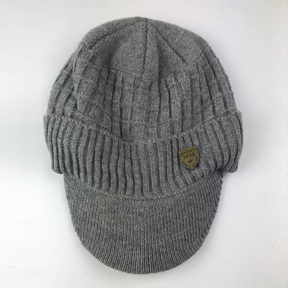 Мужская теплая мешковатая вязаная крючком зимняя шерстяная вязаная лыжная шапка