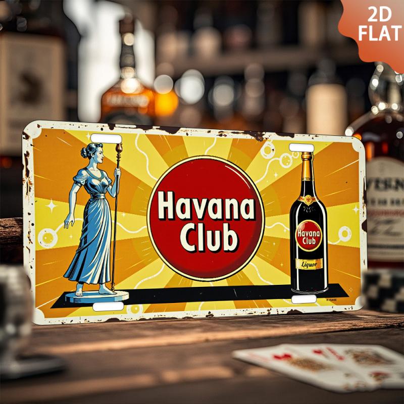 HD Алюминиевая Печать Винтажный Ром Havana Club Ретро Стиль Номерного Знака Алкоголя Настенное Искусство Высокая Четкость Гибко-Устойчивый Металлический Знак