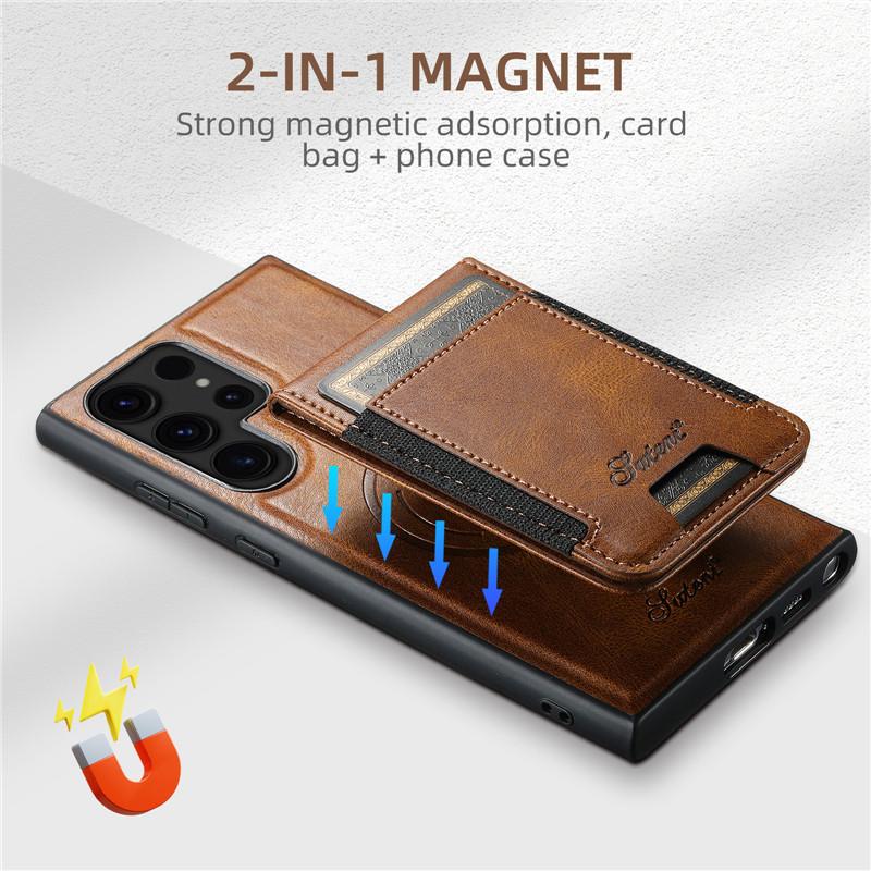 EUCAGR Роскошный Магнитный Кошелек Magsafe Кожаный Чехол для Телефона Для Samsung S24 S23 S22 Plus Ultra Note 20 Ultra Держатель для Карт Чехол