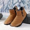 Men's Winter Warm Snow Boots With Zipper Non-Slip Water Resistant Faux Fur Lined Ankle Booties Outdoor Fully High-Top Hiking Walking Shoes for Men