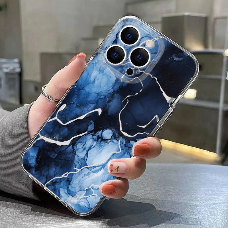 Чехол для iPhone 17 Pro Max Чехол iPhone 16 Pro Max 15 14 13 11 17E 16E Цветной Мраморный Принт Ударопрочный Прозрачный Мягкий ТПУ Силиконовый Чехол