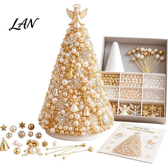 Handmade Gift for Craft Lovers DIY Beaded Tree Kit Adults, Christmas Bead Kit, Holiday Activity Relaxation 3D Ornament Tabletop Mantel Decoration