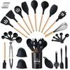 29 Pcs Non-stick Silicone Cooking Kitchen Utensils Spatula Set with Holder, Woodle Handle Heat Resistant Silicone Kitchen Gadgets Utensil Set