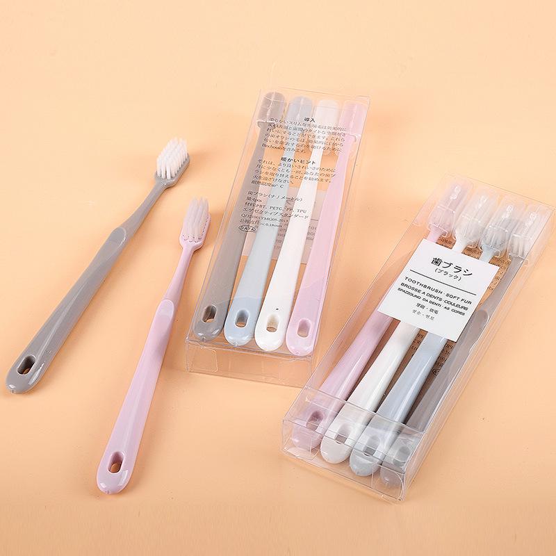 Зубные щетки MUJI для взрослых с мягкой щетиной в японском стиле, однотонные, набор из 4 штук.