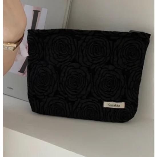 Вельветовая косметичка с вышивкой, клатч, большие сумки-органайзеры для макияжа, корейская косметичка, женская милая косметичка для туалетных принадлежностей, косметичка