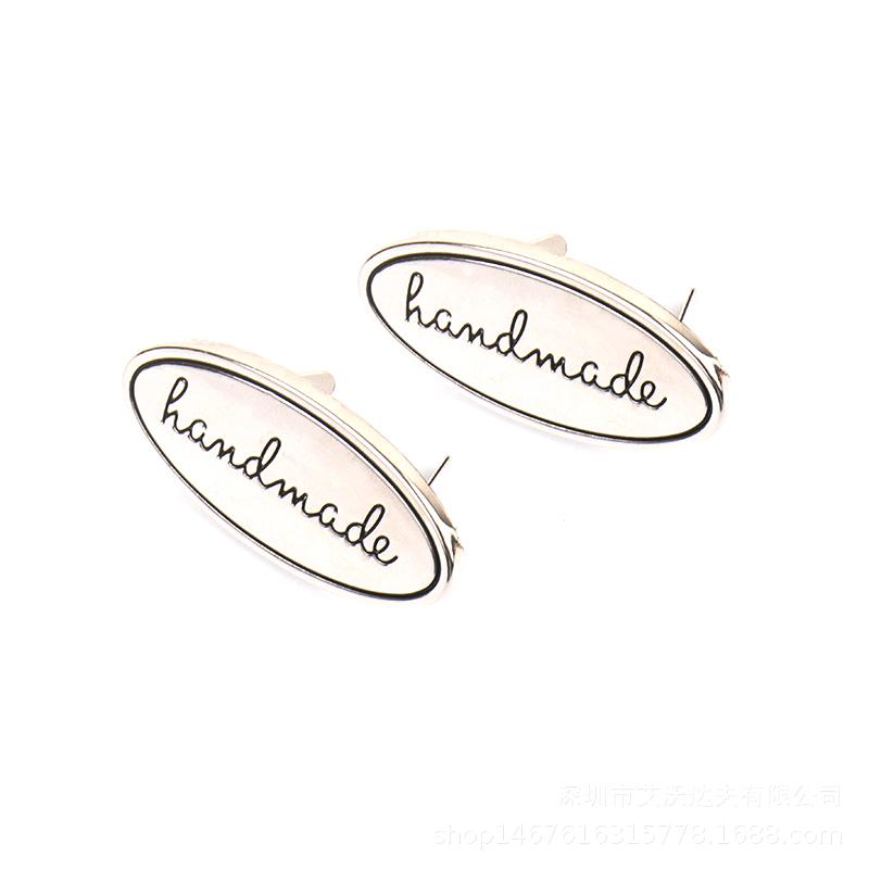 5 шт. Металлические бирки ручной работы Золотой Серебряный цвет Бирки для ремесел Одежды Бирки для сумок Кошельков Ручная работа С принтом букв Сделай сам Швейные бирки