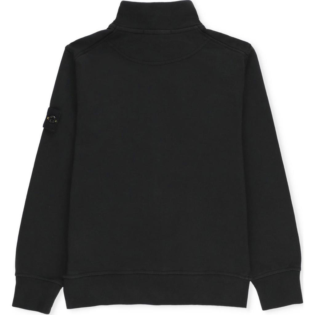 STONE ISLAND Куртка детская однотонная на молнии с логотипом, длинный рукав, детские куртки, черная 791661120-V0029