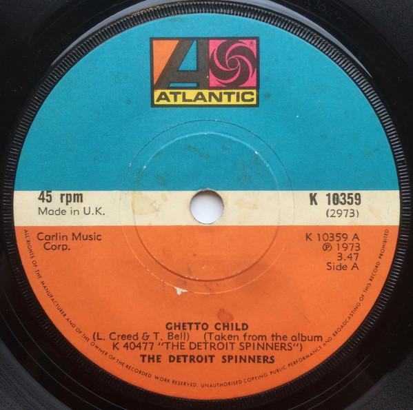 7-дюймовая пластинка DETROIT SPINNERS Ghetto Child K10359 ATLANTIC 1973 UK SoulFunk Б/у