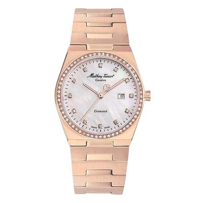 Женские часы Zeus Diamond Accents из нержавеющей стали с перламутровым циферблатом цвета розового золота с кварцевым механизмом D118SPI