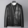 Genuine Leather Jacket Men's Slim-fit Waxed Calfskin Stand-up Collar Spring and Autumn Youth Jacket Leather Jacket Men's New Genuine Leather