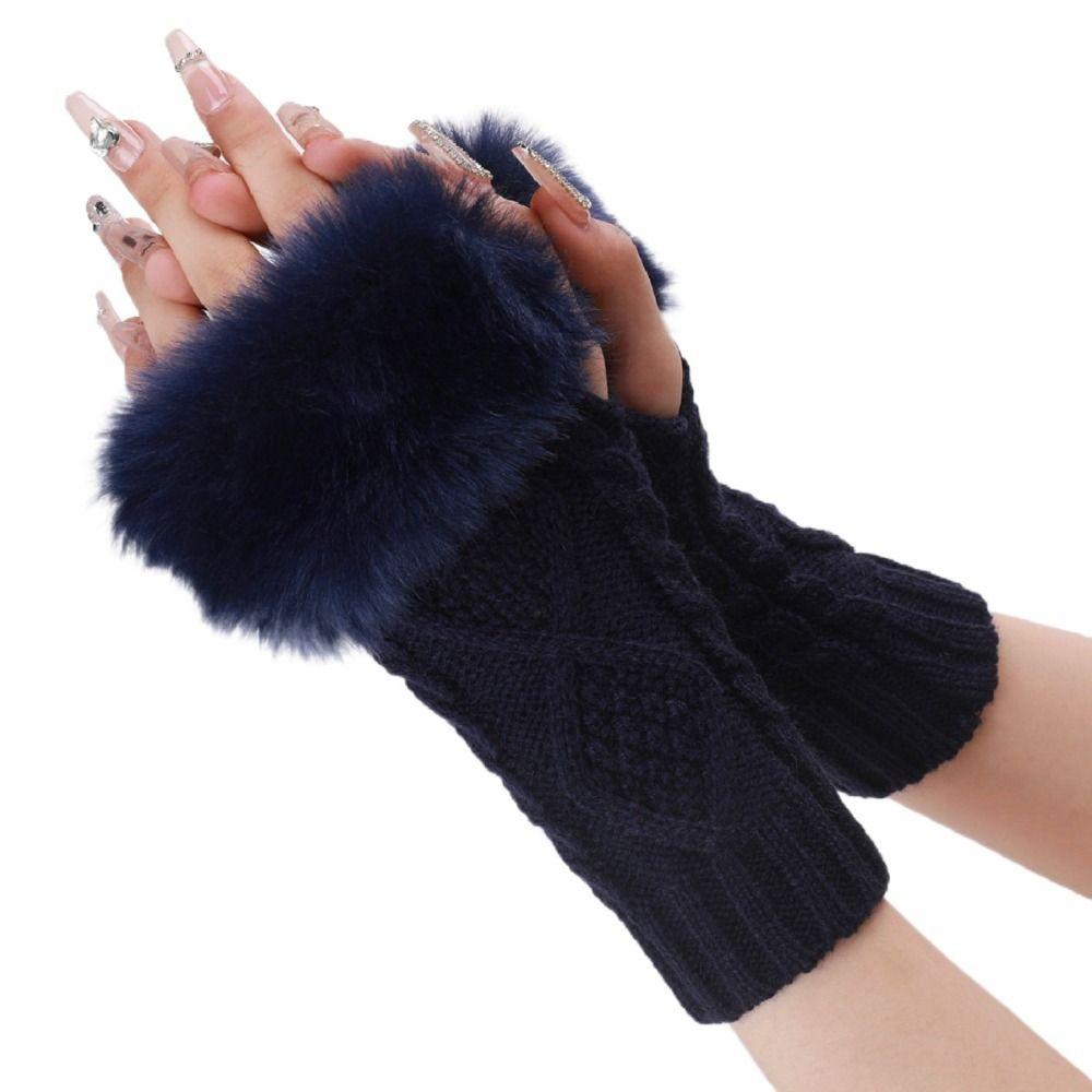 Twist Fingerless Gloves Thick Women Gloves Twist Long Knitted Gloves Women Girls