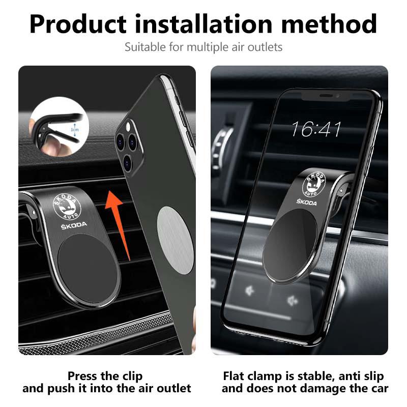 ptncy6 Car Styling Phone Holder Air Vent Mobile Support Magnetic Cell phone Support For Skoda Octavia Superb RAPID FABIA KAMIQ KAROQ