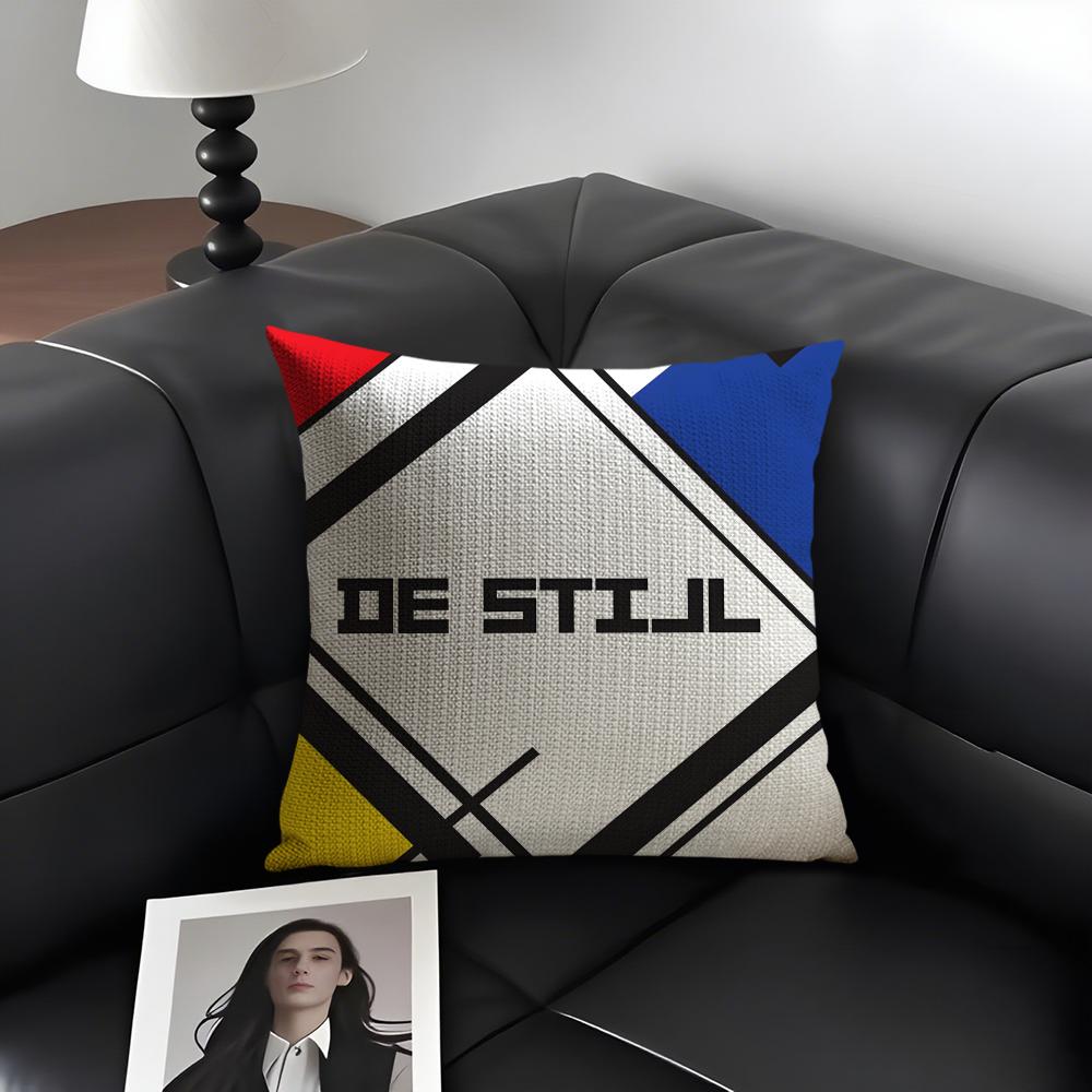 Piet Mondrian Fashion Cushion Cover Natural Linen Organic Fabric DoubleSided Printing Sofa Home Decor Gift Pillow Case
