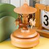Wooden Carousel Music Box Ornaments Rotatable Hand-Cranked Music Box Diy Handmade Birthday Christmas Gift Children’S Toys