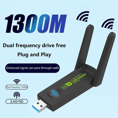 1300 Мбит/с 2,4+5 ГГц Гигабитный двухдиапазонный Bluetooth Usb Wifi адаптер Беспроводная сетевая карта Беспроводной USB Wifi адаптер Сетевая карта для ПК