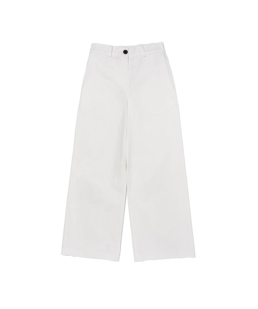 DEPASION High-Waisted Cotton Wide Pants (Ivory)