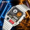 SANDA Electronic Watch Men Square Steel Band Digital Wristwatch Temperature Measurement Stopwatch Timing Multifunctional Watch