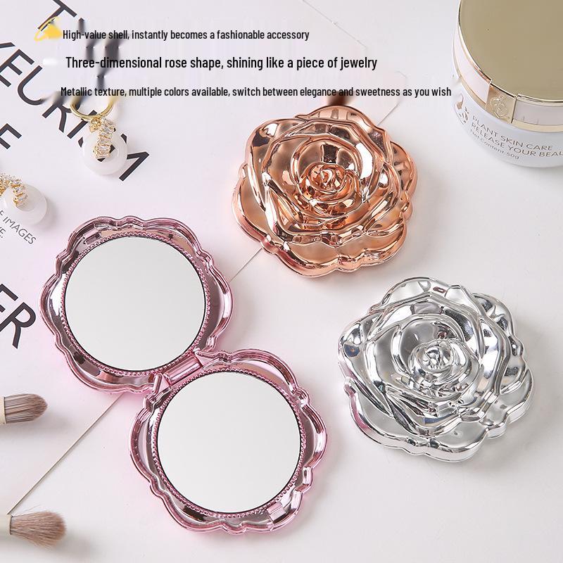 Новое складное двустороннее розовое компактное дорожное зеркало