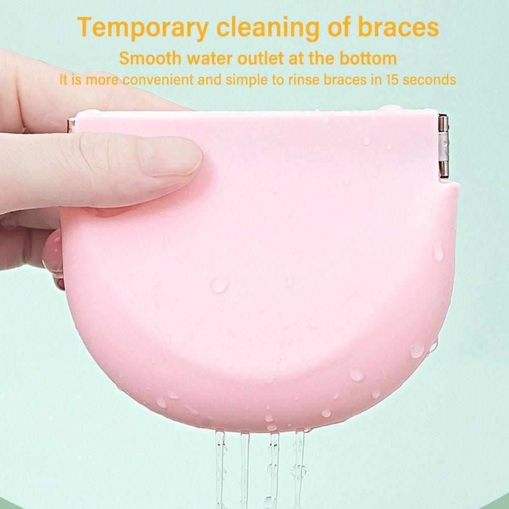 Travel Portable Easy to Clean Denture Mouth Guard Aligner Case Silicone Denture Case Retainer Case