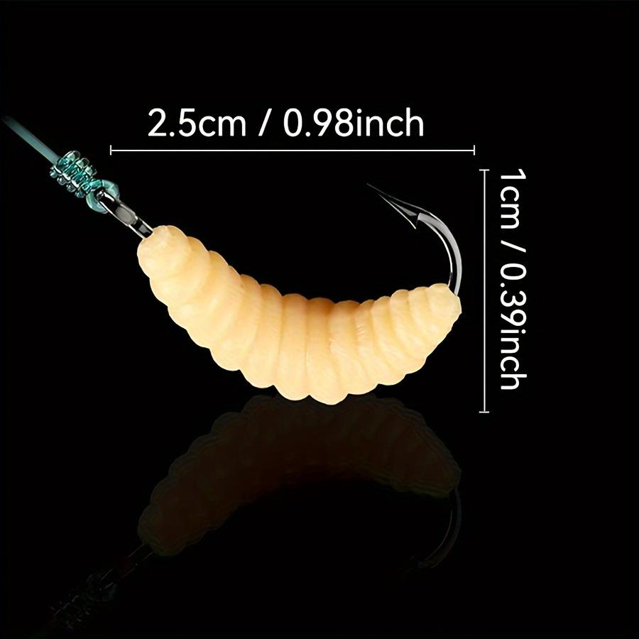 Набор рыболовных приманок из 30 штук желтых резиновых опарышей с крючками - Универсальные приманки-личинки для окуня, форели, краппи, синежаберника - Идеально для пресноводной рыбалки