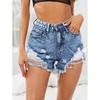 Повседневные женские рваные джинсовые шорты с высокой талией