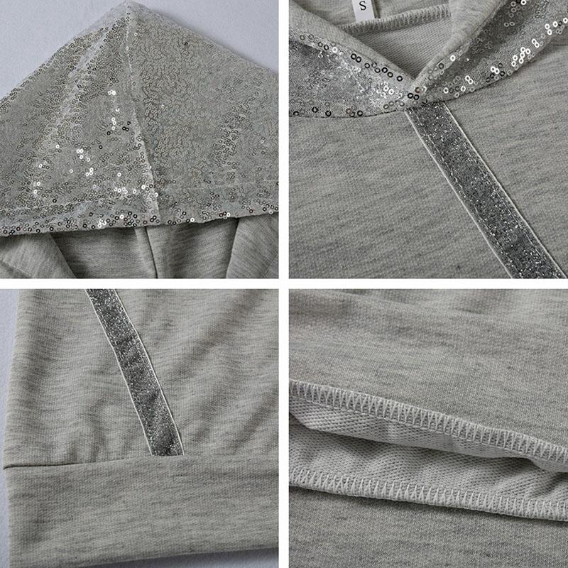 Осенняя женская толстовка с капюшоном и блестками, весенние повседневные топы с длинными рукавами, пуловеры в стиле Харадзюку, женские лоскутные толстовки