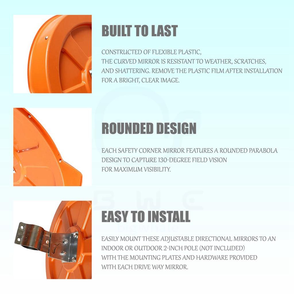 45/ 60/ 75CM Outdoor Polycabonate Traffic Safety Convex Mirror Road Safety Wide Angle Corner Mirror