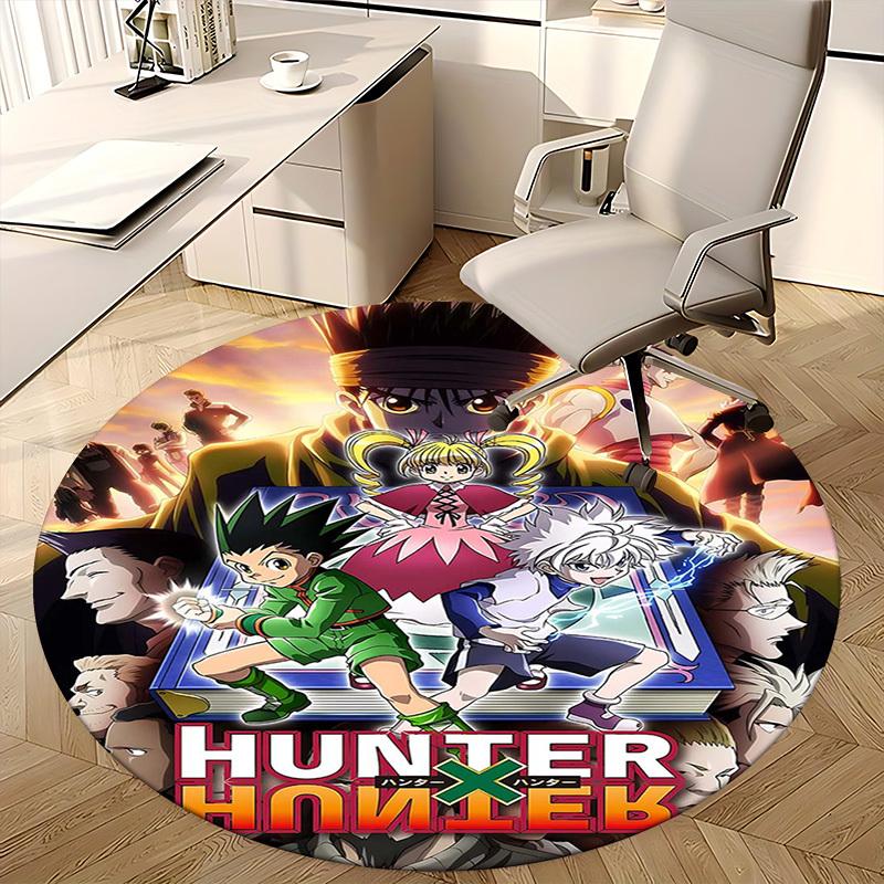 1 шт. Ковер Круглый с Дизайном из Аниме Hunter x Hunter, Коврик под Офисное Кресло, Нескользящий Ковер для Домашнего Декора, Гостиной, Спальни