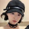 Black Metal Cross Beret Hats Women Y2K Japanese Punk Gothic Cap Harajuku Fashion Autumn Aesthetic Streetwear Trendy Beret Hats