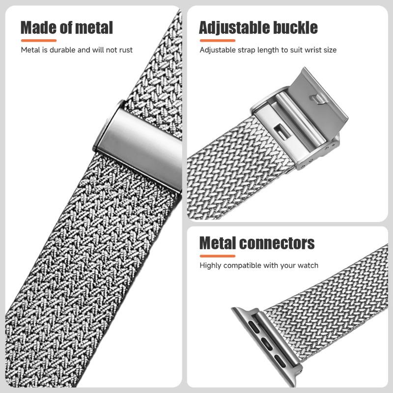 Миланский ремешок для Apple Watch Ultra 3 49 мм 44 45 38 41 42 46 мм Браслет из нержавеющей стали Ремешок Iwatch Серии 11 10 978 SE Correa