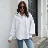 Весенне-осенняя женская рубашка с длинным рукавом и приспущенным плечом, свободная блузка