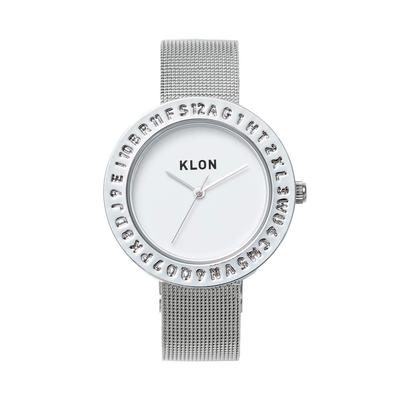 Часы-клон Часы Стильные Простые KLON ENGRAVE TIME 33мм Мужские Женские -СЕРЕБРИСТЫЙ МЕШ-