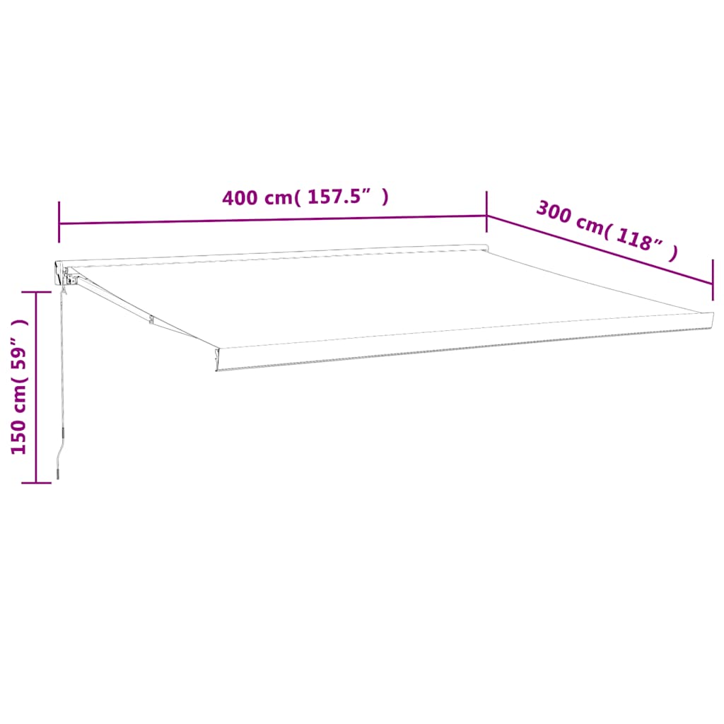 Retractable Awning Yellow and White 4x3 m Fabric and Aluminum