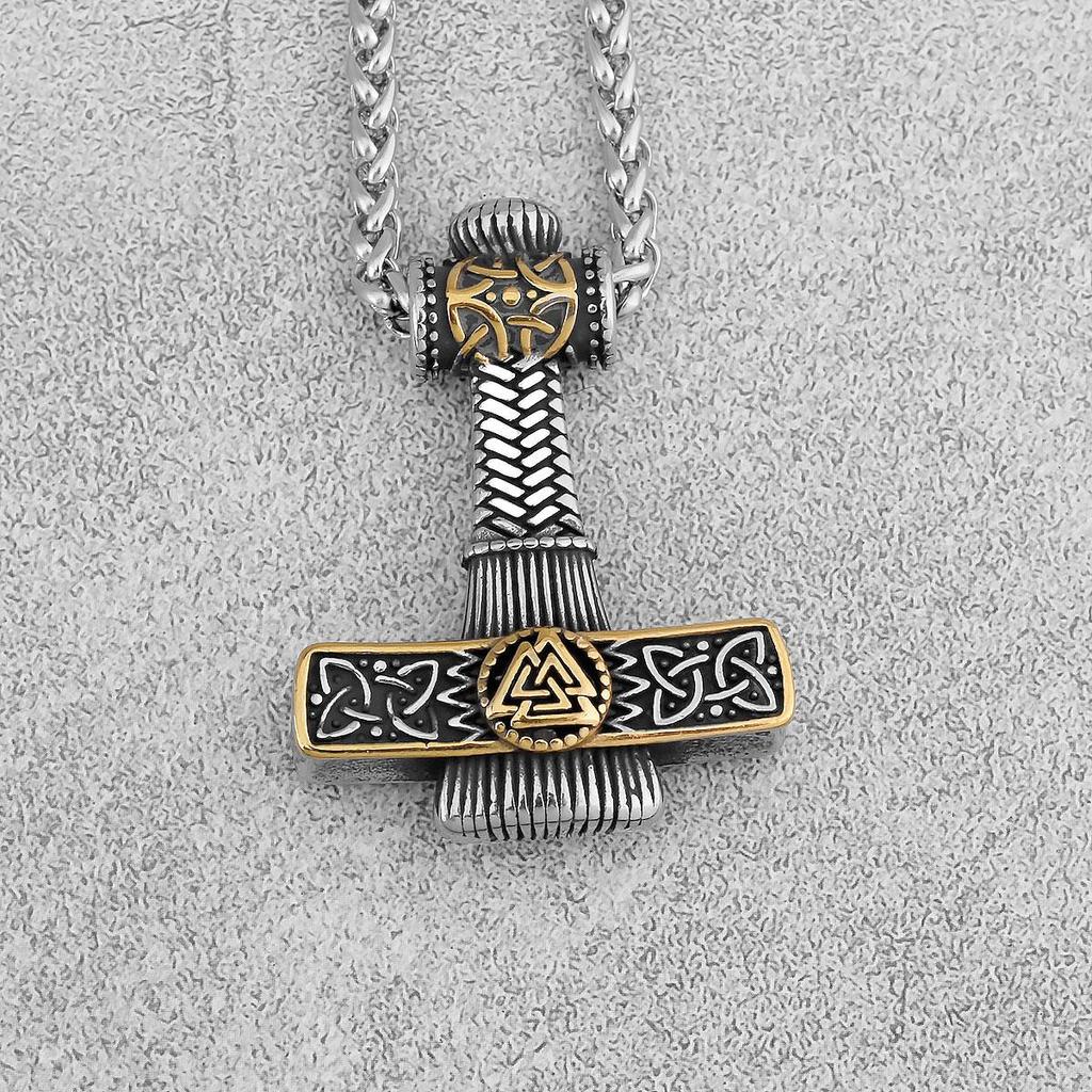 Скандинавский мужской винтажный кулон из нержавеющей стали, модный мужской модный кулон с молотком Тора викингов, подарок-амулет