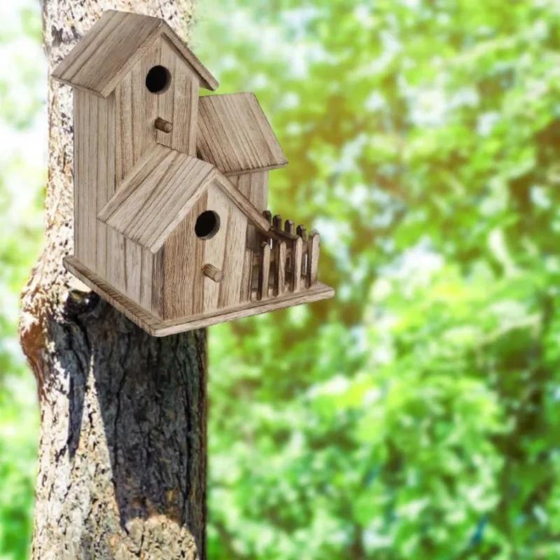 Wooden Bird House Parrot Breeding Cage Small Creative Outdoor Garden Waterproof Hanging Bird Nesting Box Home Decor Pet Supplies