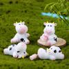 Figurines Miniature Cute Cow Micro Landscape Resin Ornaments For Home Decoration Animal Room Decor DIY Gardening Accessories