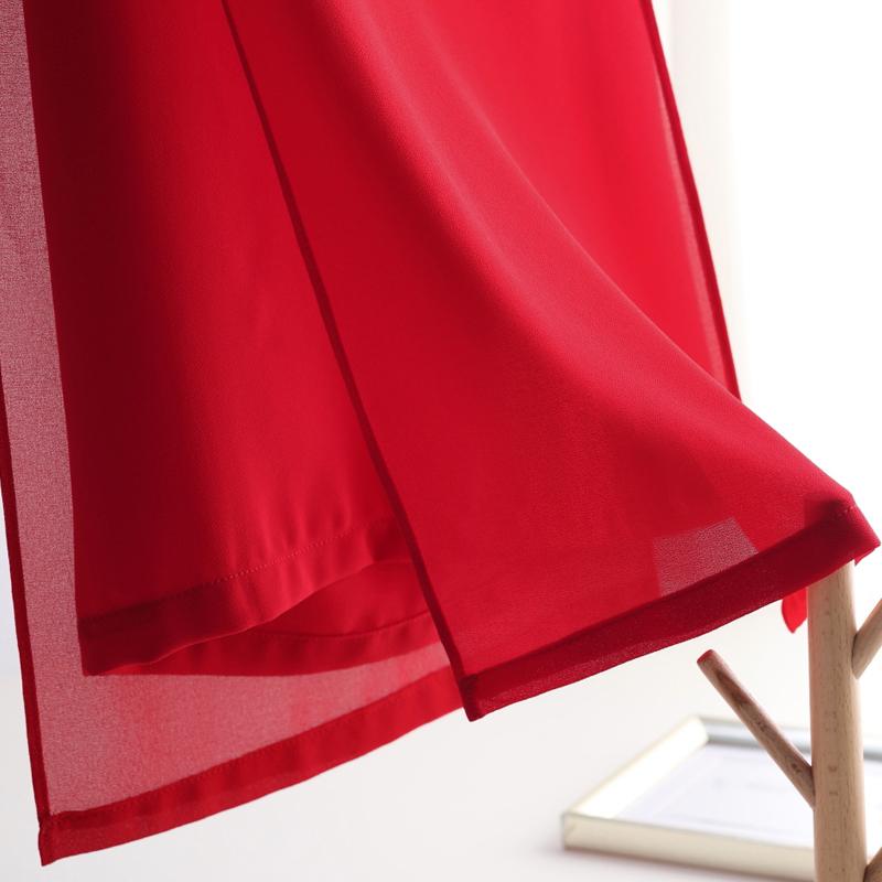 Летние шифоновые длинные брюки, женская уличная одежда, свободные однотонные широкие брюки с высокой талией, красные, черные