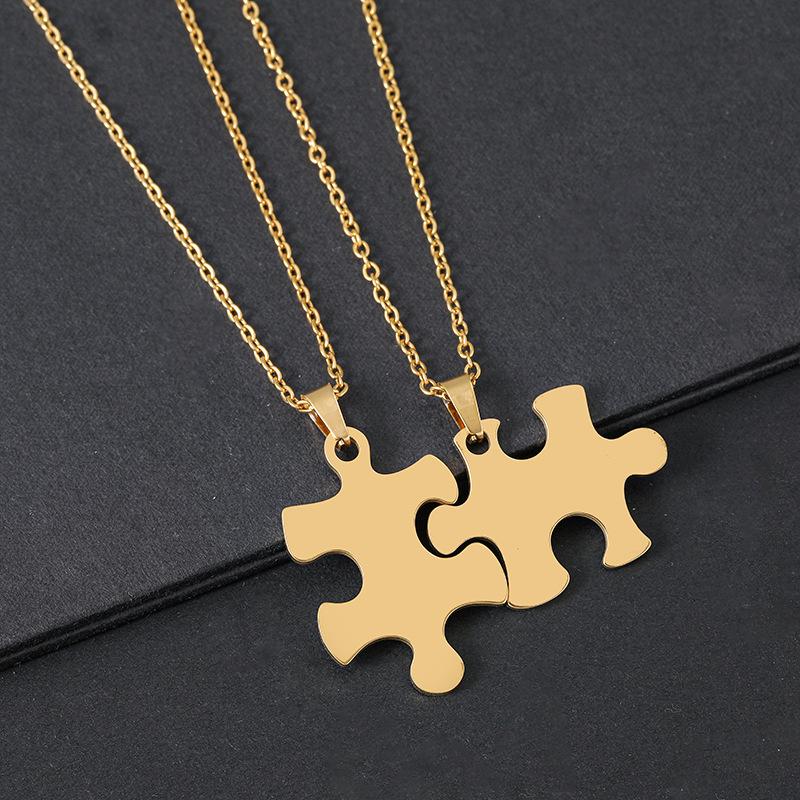 Пазл Пара пустых материалов для лазерной цветной печати, Праздничные подарки, Надписи, Цепочка крестик из нержавеющей стали, Ожерелье.