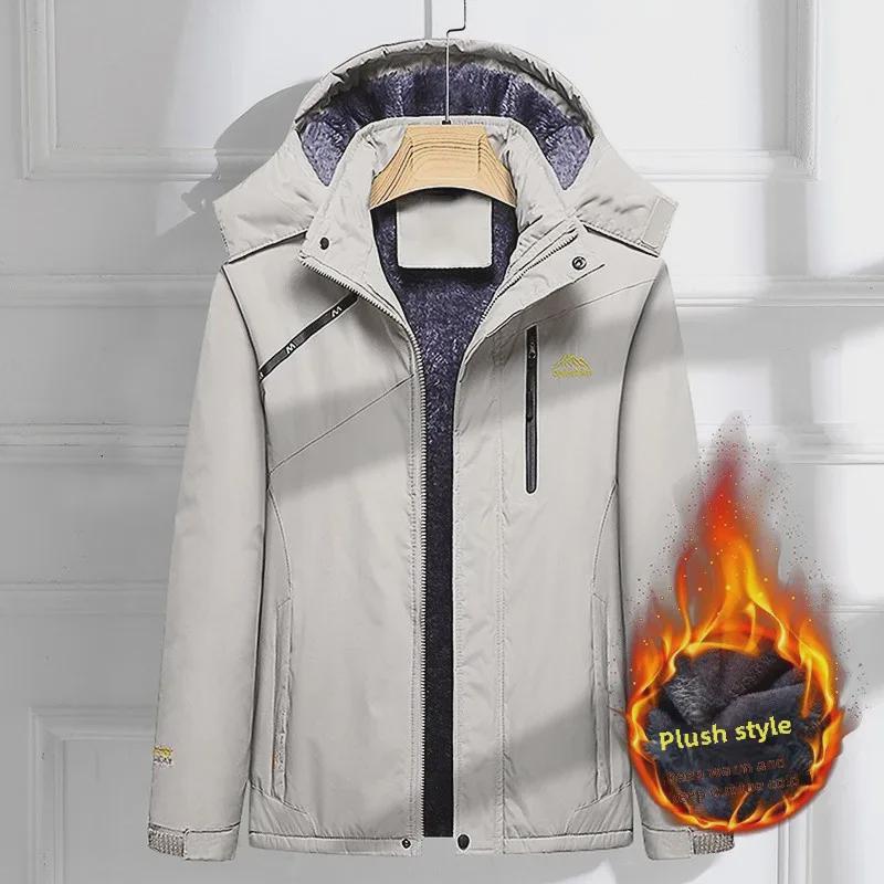 Мужская повседневная ветрозащитная куртка из утолщенного бархата и хлопка — большой размер, теплая для осени и зимы