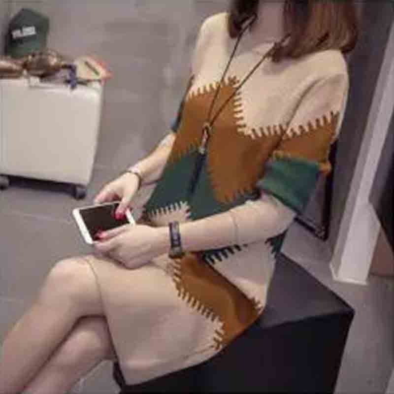 Large Size Women's Autumn Sweater Mid-length Knitted Loose and Slim Bottoming Shirt