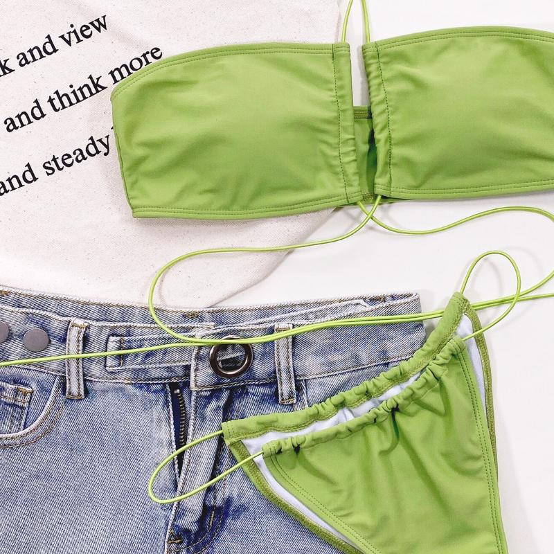 Women's Bikini Solid Color Sexy Women's Split Swimsuit Triangle Swimsuit