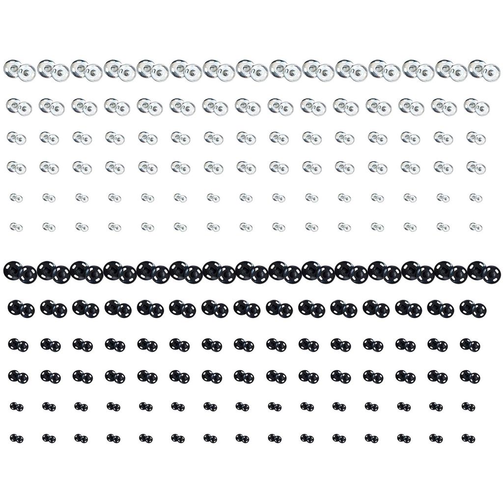 180PCS Sew On Snaps Button, Metal Snaps Fastener Press Studs Snap Fastener for Bag Clothes DIY Craft, 8mm/10mm/12mm/15mm