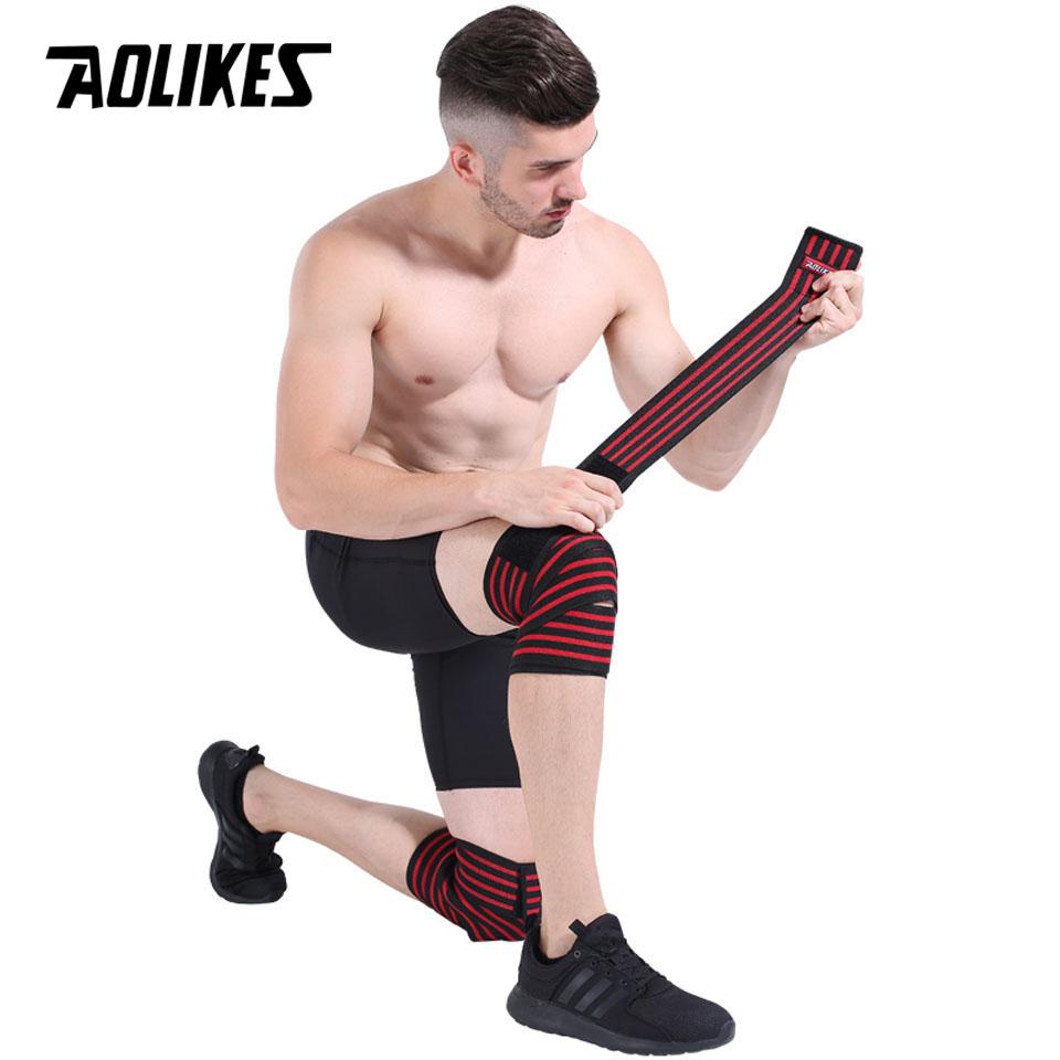 Aolikes 180x8 см Компрессионные ремни для коленей для тяжелой атлетики, приседаний, тренировок, эластичные поддерживающие повязки