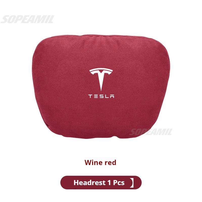 CSION1 Tesla Model 3 Model Y Model S Model X Suede Car Headrest Neck Support Seat Waist pad Lumbar cushion Soft Neck Pillow Accessories