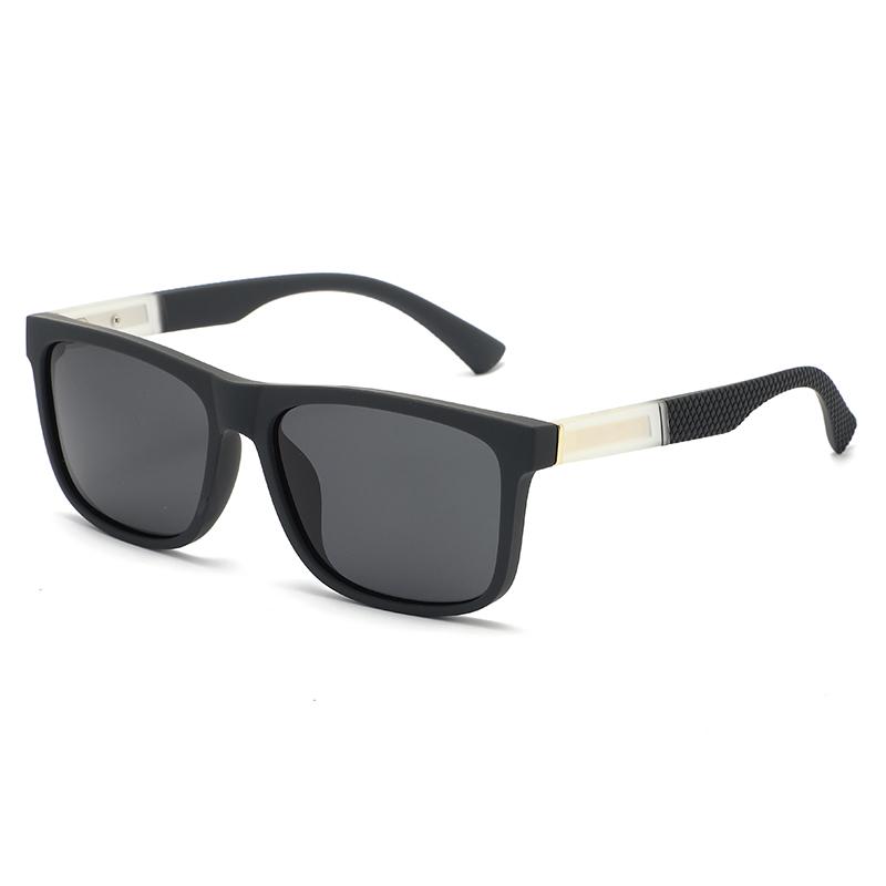 Simple Square Sunglasses Trendy Personalized Temple Design Sun Protection UV Protection Versatile Sunglasses 3005
