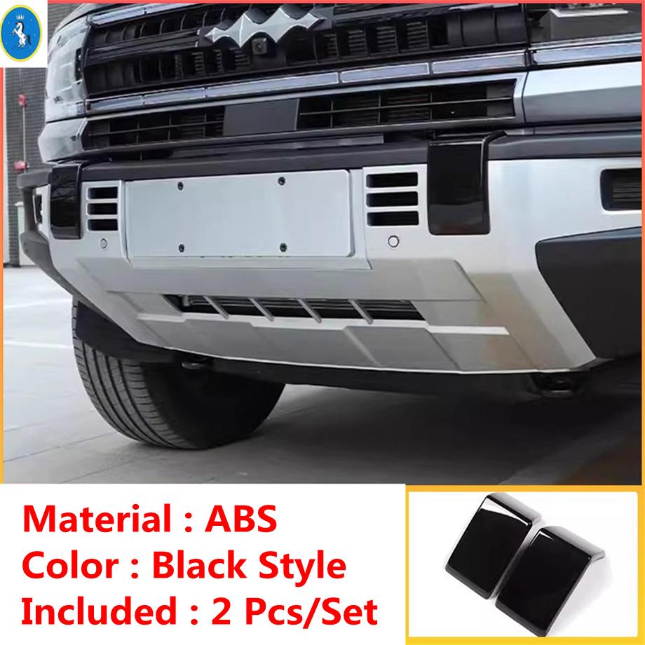 Carbon Fiber Look / Matte Black Front Bumper Protection Sequ Cover Trim Accessories For BYD Equation Leopard 5 2024 2025
