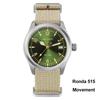 Мужские военные часы Militado ML08 с механизмом Ronda 515, сапфировым стеклом, люминесцентными метками, в винтажном стиле, водозащитой 10 Бар, из нержавеющей стали