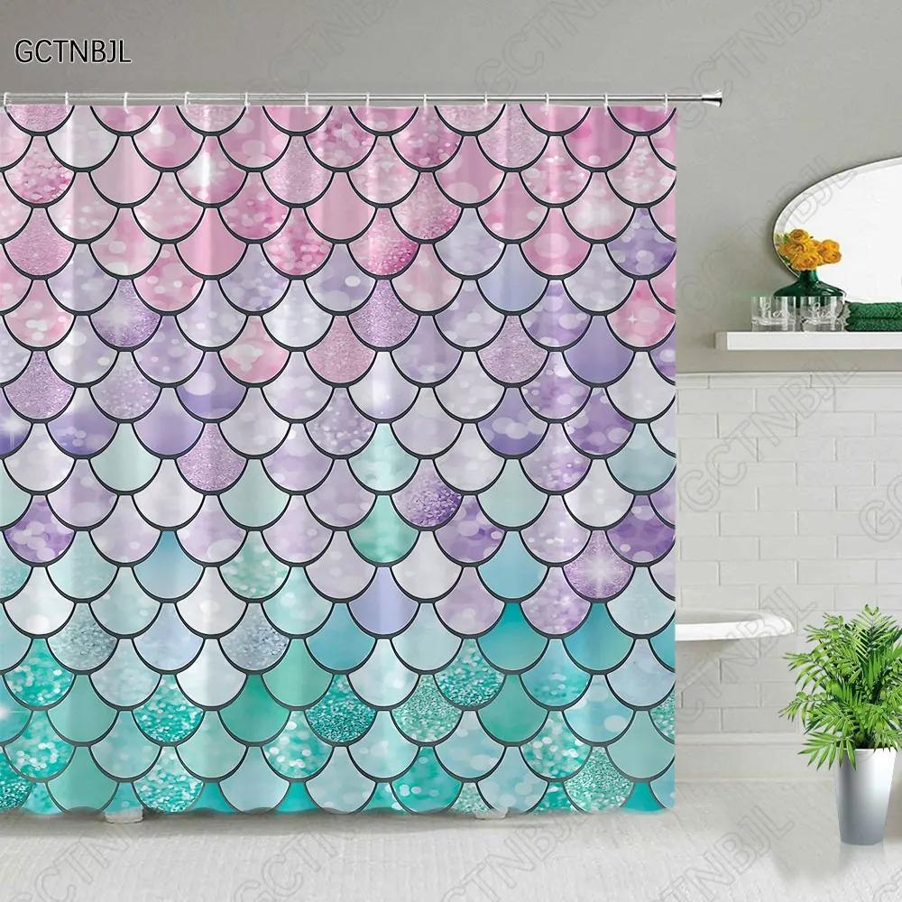 Красочные Мультяшные Рыбы Акула Занавески для Душа Обитатели Океана Детская Ванная Комната Домашний Декор Тканевый Набор Занавесок Водонепроницаемые Ширмы для Ванны