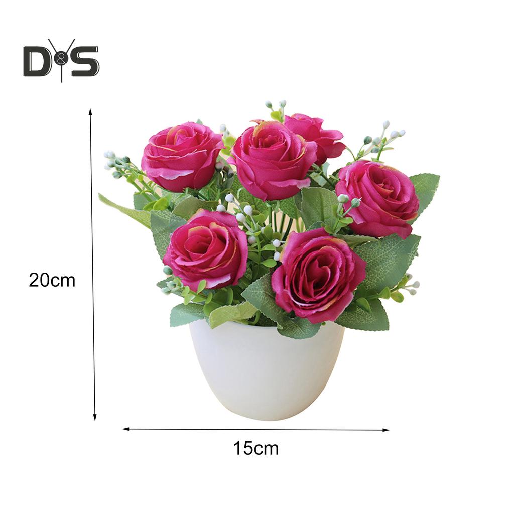 Цветущий букет, искусственный бонсай, искусственный цветок розы, горшок для домашнего сада, вечерние украшения стола